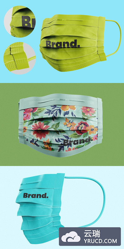 逼真的品牌口罩设计展示样机（PSD）