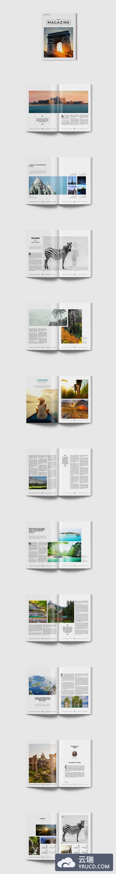 简约设计风格旅行风景照片杂志画册模板