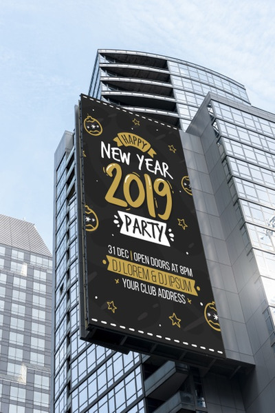 高楼大厦上的广告牌设计样机[PSD]