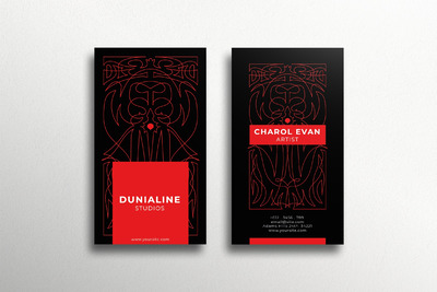 黑红搭配的酷炫设计公司名片模板（AI）