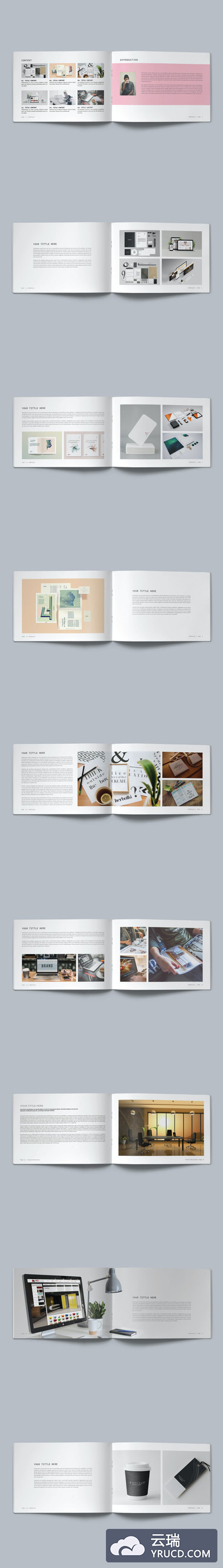 极简主义时尚大图横版画册模板下载（indd）