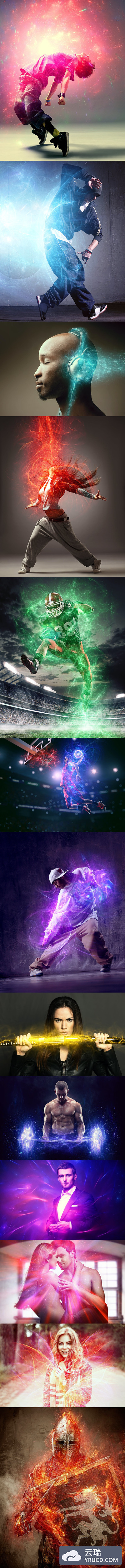 酷炫光效抽象艺术人物海报PS动作（ATN）