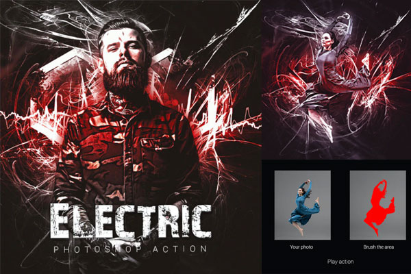 数字艺术电能光效背景照片处理ps动作