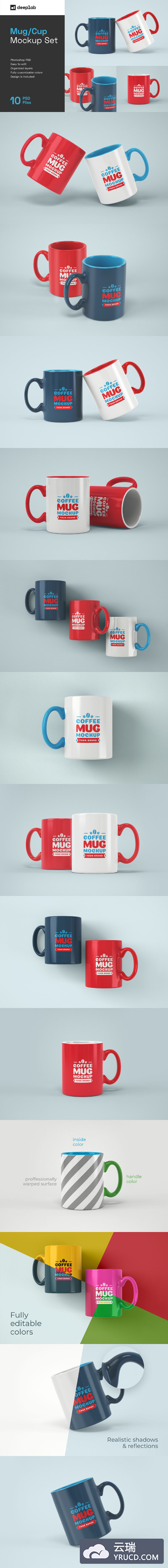 马克杯品牌标签/Logo展示设计样机集