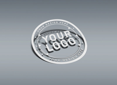 多形状裁剪logo贴纸样机模型[PSD]
