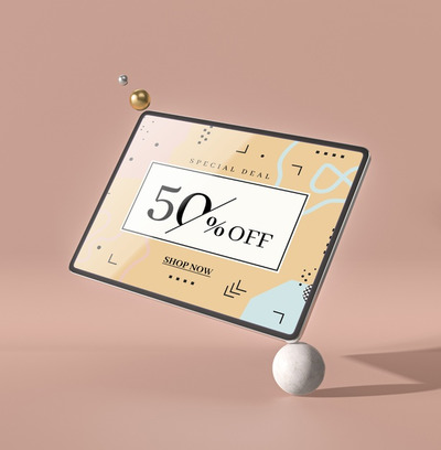 3D数码平板电脑屏幕展示样机[PSD]