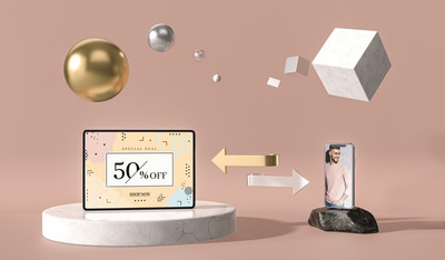 3D平板电脑与手机展示样机[PSD]