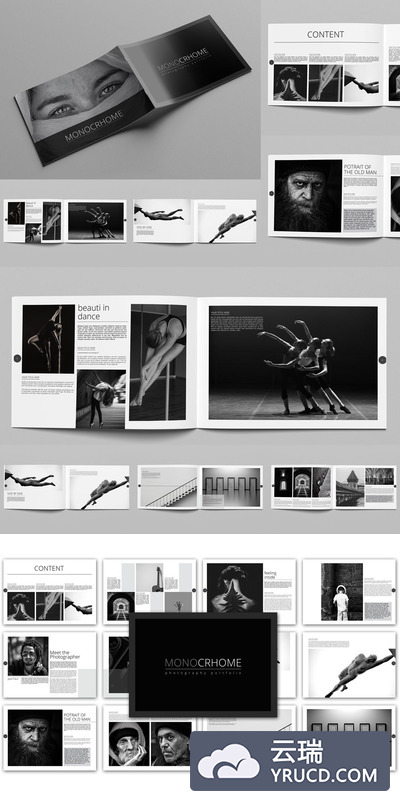 单色摄影作品集画册模板(INDD)