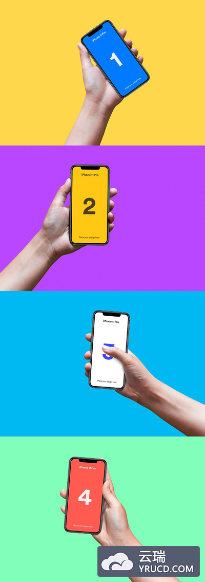 手持的 iPhone 11 Pro 手机样机(PSD)