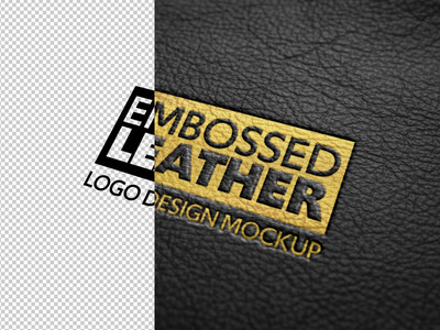 压纹皮革Logo徽标设计样机模板