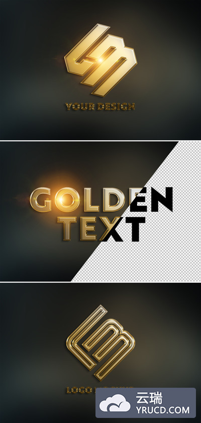 豪华金色企业品牌Logo展示设计样机