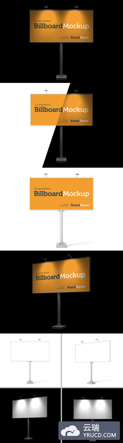 逼真的巨型广告牌样机模板
