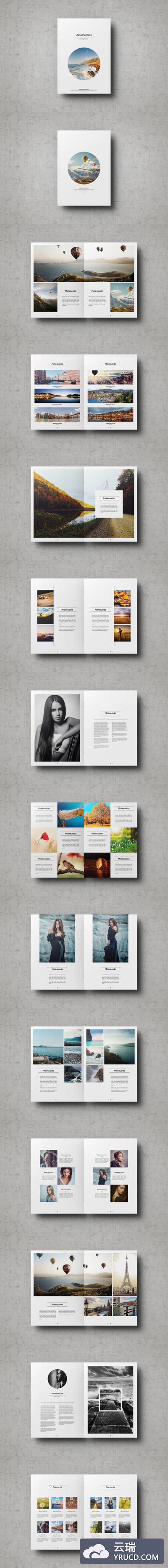 多用途的作品集画册设计模板[PSD]