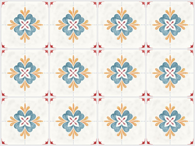 青花瓷花卉无缝图案背景[EPS]