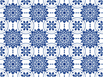 优质的青花瓷花卉无缝图案背景[EPS]