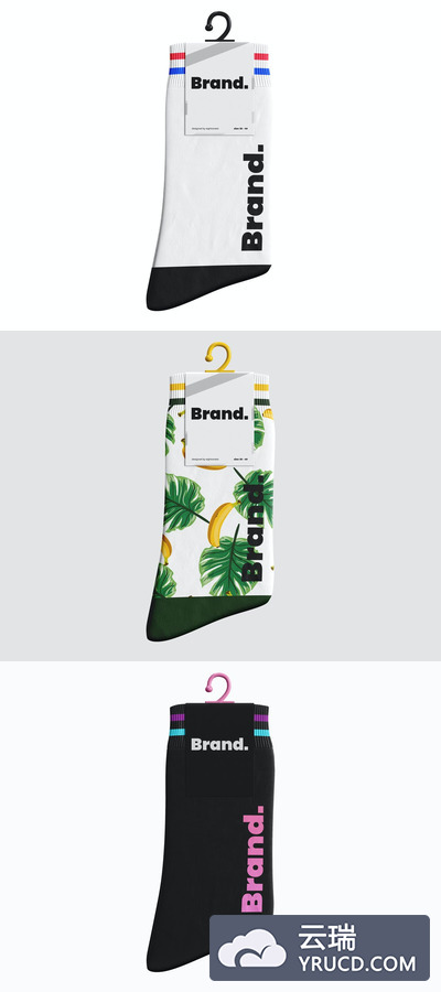 包装折叠好的袜子品牌设计样机（PSD）