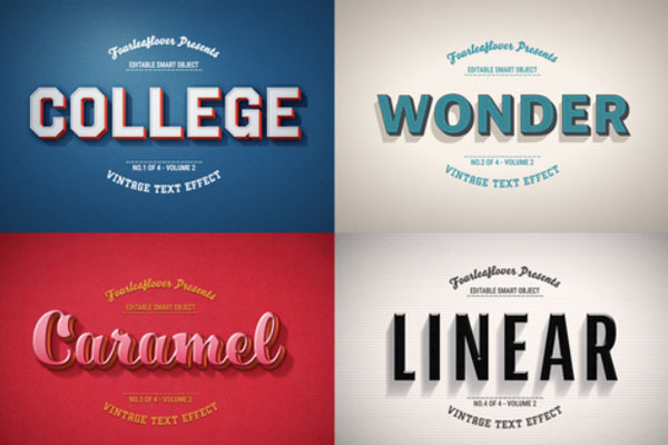 复古80年代3D文字效果样机套装