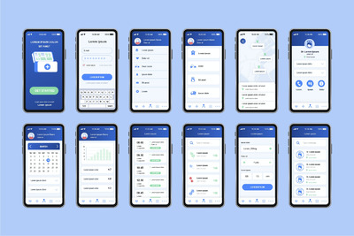 药房独有的APP UI KIT模板下载（AI,EPS,JPG,PNG,PDF,SVG,XD）