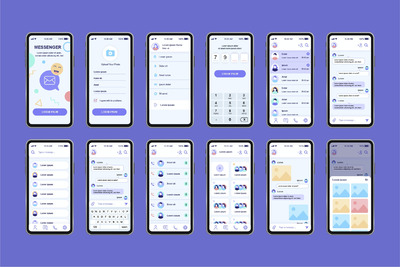 Messenger独有的移动应用程序用户界面工具包（AI,EPS,JPG,PNG,PDF,SVG,XD）