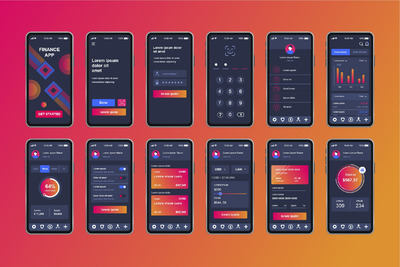 金融服务独特的APP UI模板下载（AI,EPS,JPG,PNG,PDF,SVG,XD）