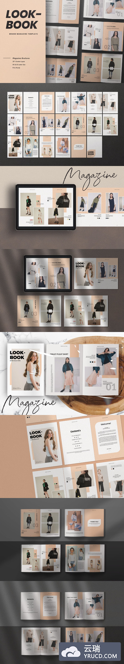 时尚的服饰品牌产品画册模板（INDD）