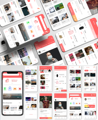 时尚高端简约清新好用的高品质电子商务 IOS APP UI KITS-FIG，SKETCH，XD，SVG