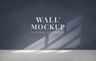 暗灰色的墙壁空房间设计样机[PSD]