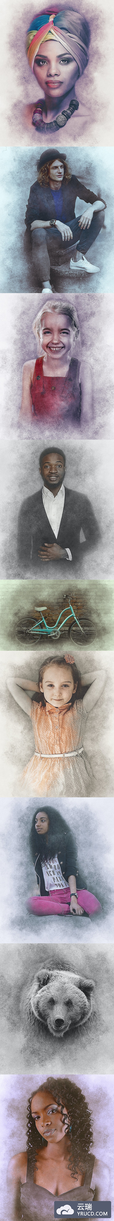 色粉粉彩笔素描效果PS动作下载(atn)