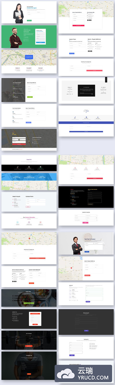 31个网站联系我们板块组件模板下载(PSD,SKETCH,XD)