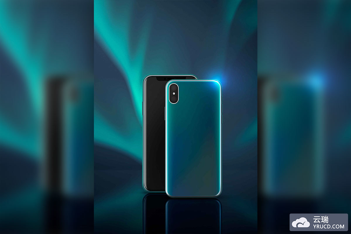 极光暗夜绿背景手机品牌宣传视觉海报设计