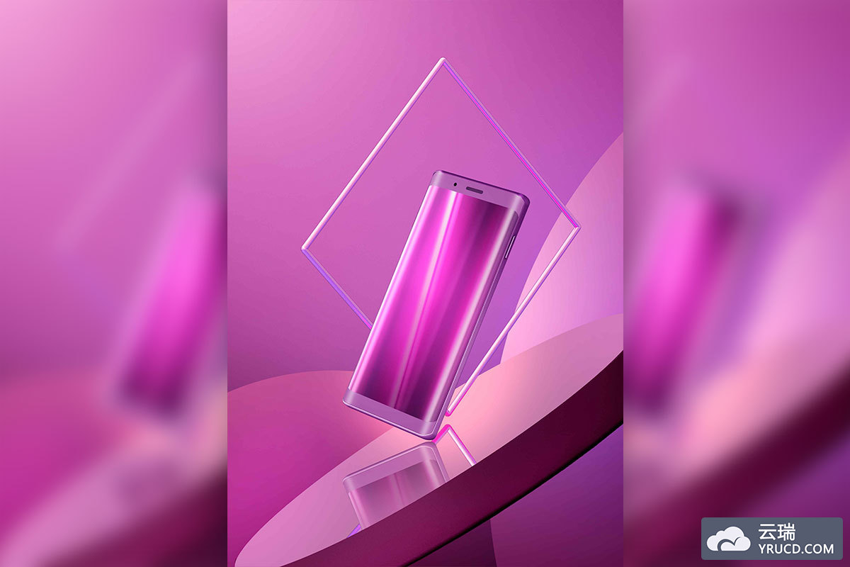 创意视觉设计曲屏手机广告电商海报模板[PSD]