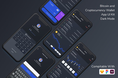 比特币电子商务加密钱包APP UI KITS-SKETCH,FIG,XD