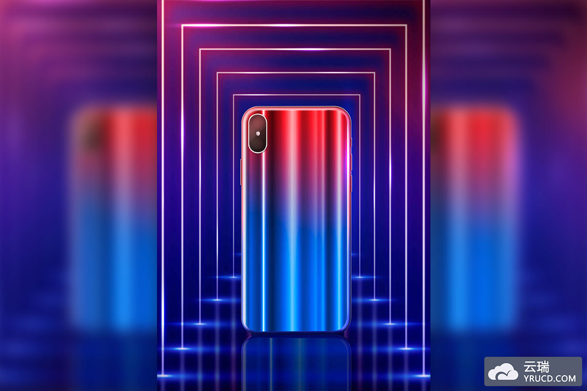 红蓝渐变科技背景手机品牌广告视觉海报设计