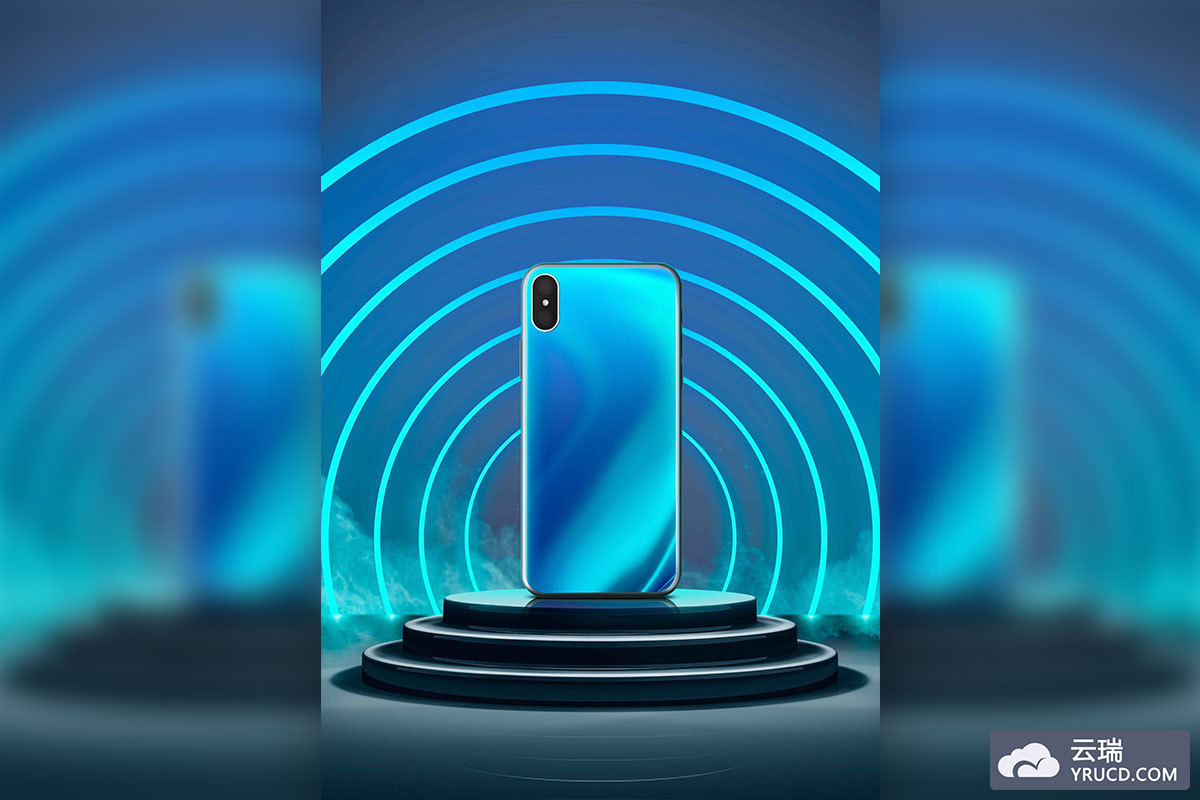 圆环舞台科技感背景手机品牌视觉海报设计模板