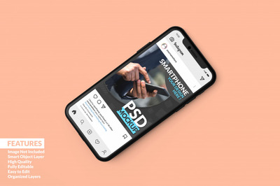 手机样机上的ins帖子模板[PSD]