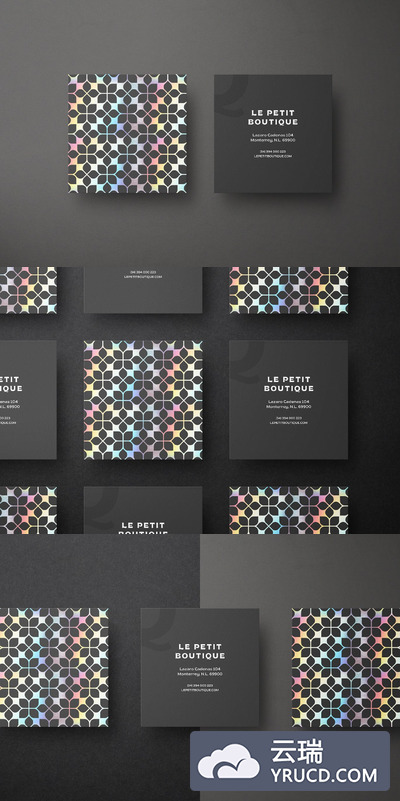 独特的方形深色名片样机(PSD)