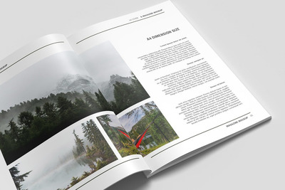 打开的透视角度 A4杂志画册样机模板(PSD)