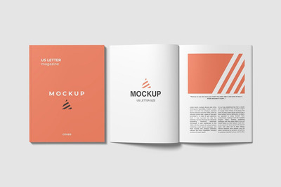 打开的美式杂志画册封面模板(PSD)