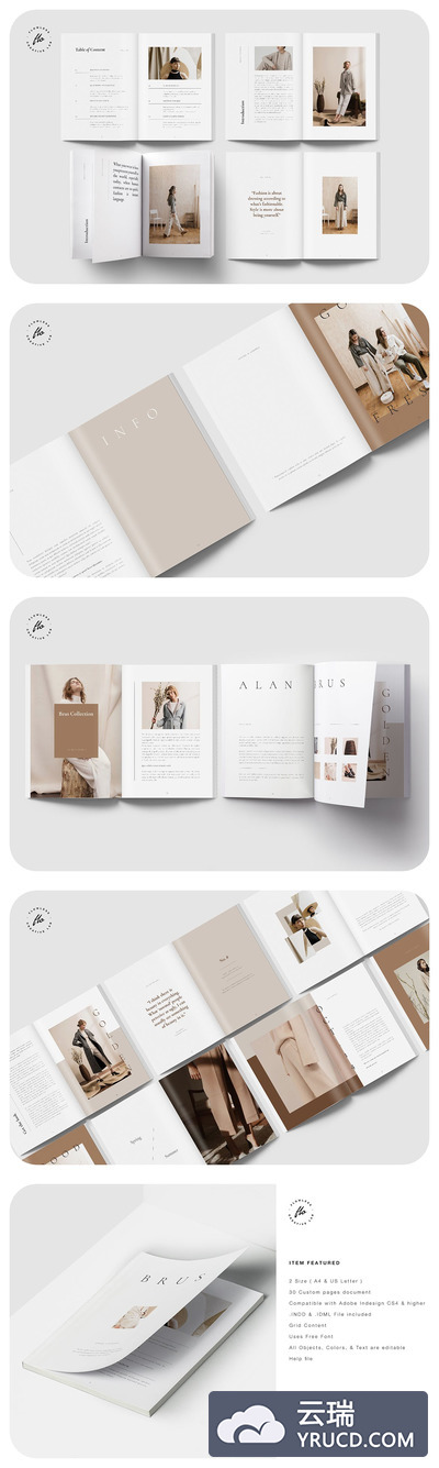 布鲁斯时尚杂志和时装画册模板下载（INDD）