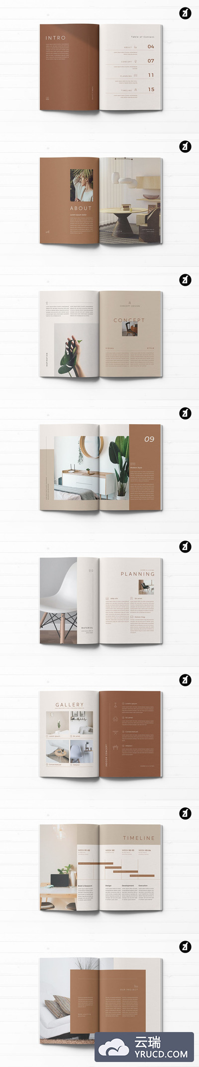 现代中性多功能优雅画册模板下载（AI,INDD,PSD,PNG,SVG）