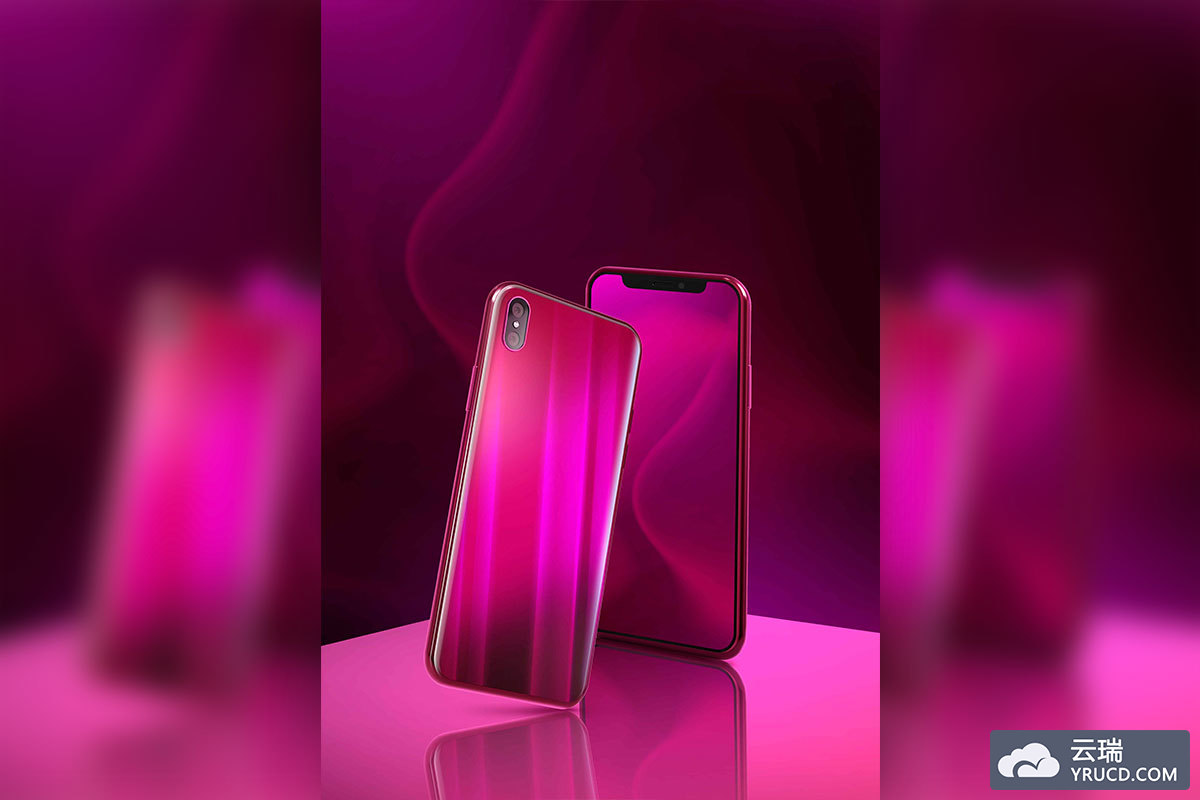 玫红背景手机品牌推广视觉海报设计模板