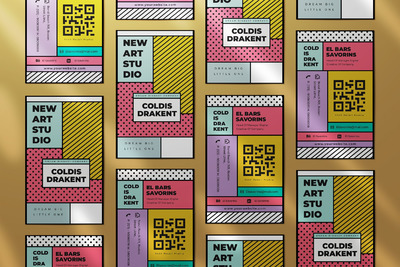 时尚新孟菲斯风格的名片设计模板（PSD）