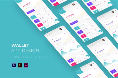 理财相关的产品APP UI模板下载(AI,EPS,PSD,XD)
