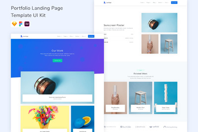 个人中心着陆页网页模板 UI Kit(SKETCH,FIG,XD)