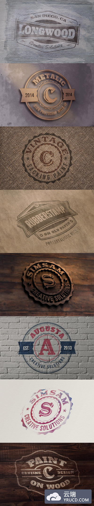 8 个真实立体的logo设计展示样机（PSD）