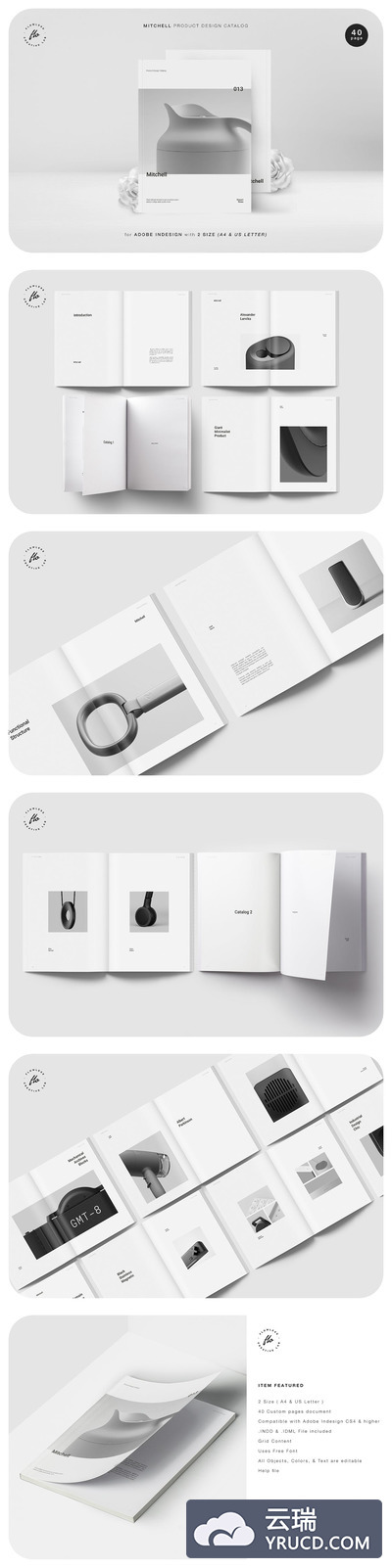 时尚高端简约清新优雅专业品牌手册画册宣传册杂志房地产楼书书籍装帧设计模板