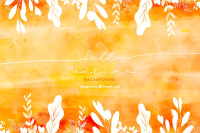 水彩秋叶肌理设计背景[EPS]