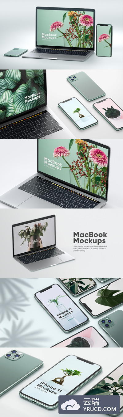 Iphone和MacBook透视角度响应式网页样机（PSD）