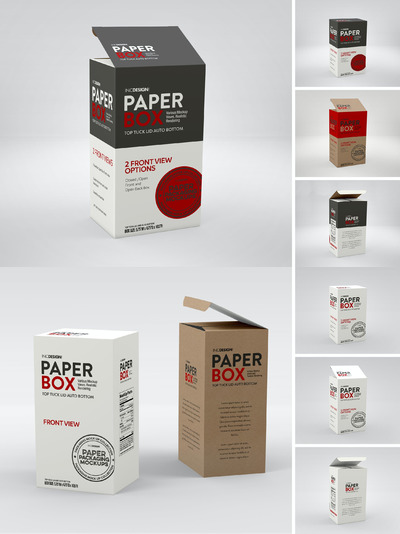 纸上盖折叠盒和自动底部包装样机（PSD）