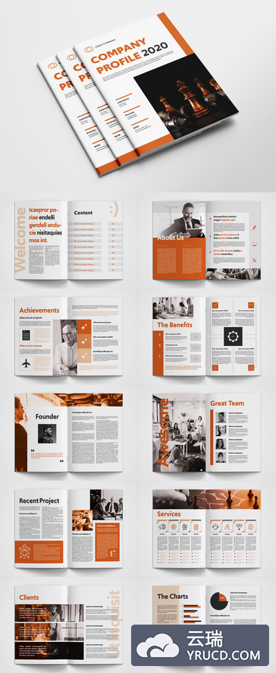 橙色配色方案企业宣传/公司简介图册设计模板